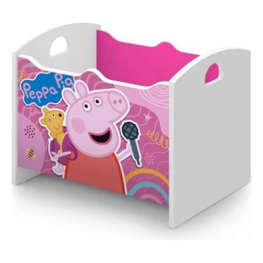 Imagem de Baú Infantil Peppa George MDF Branco com Adesivo - Ofertamo, Rosa