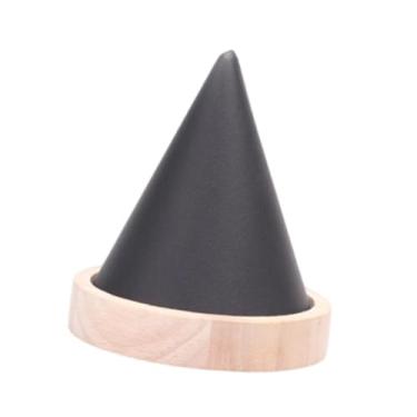 Imagem de Vaveren Suporte de anel de madeira, suporte de joias, em formato de cone de noivado, organizador de joias para pulseira, colar, armário, cômoda de loja, Preto