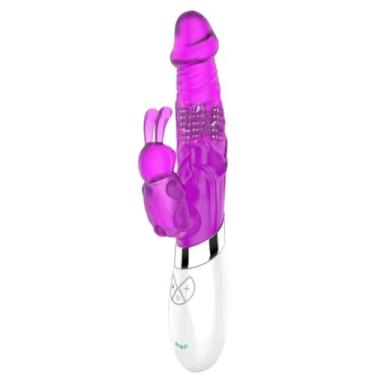 Imagem de Vibrador Rabbit Recarregável Vibrador Erótico Rotativo com Estimulador Coelho de Luxo [ROXO] 5481