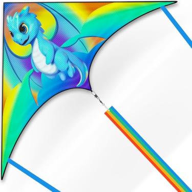 Imagem de Crogift Pipas Para Crianças De 4 A 8 Anos E 12 Anos, Pipa Delta Grande Adultos, Fácil Empinar, Meninos Meninas, Perfeita Iniciantes, Presentes O Feriado Páscoa (Dragão)