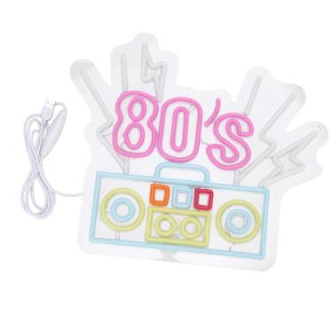 Imagem de Luocute Sinais de Neons Dos Anos 80 para Decoração de Parede, Conectividade USB Sinais de LED para Decoração de Festa, de Volta à Luz Dos Anos 80, Decoração de Fundo para Suprimentos de