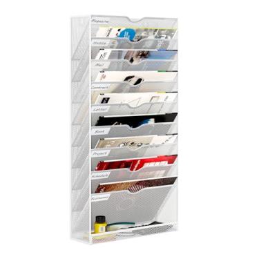 Imagem de PAG-Mass Organizador De Arquivos Parede Suspenso Pag-Mass, Porta-Correspondências Mesa Com 10 Níveis, Organização Contas Papel Para Escritório, Casa E Escola, Branco