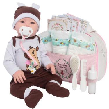 Imagem de Boneca Reborn Capivara com Bolsa Maternidade e Kit - Cegonha Reborn Do