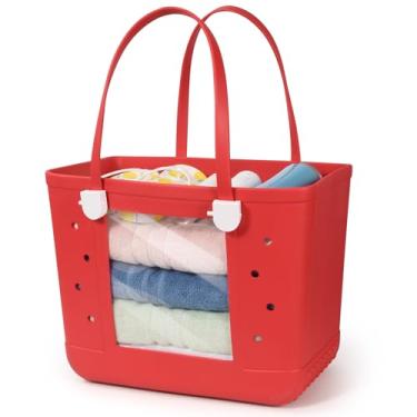 Imagem de Addoklm Bolsa de praia de borracha leve GG bolsa transparente para viagem, Vermelho, Lazer