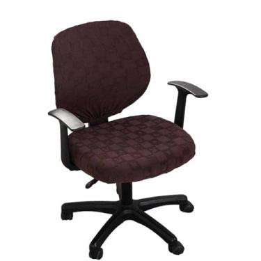 Imagem de Capa para cadeira de escritório, capa macia e elástica lavável para cadeira de computador, proteção à prova de poeira (curry escuro)