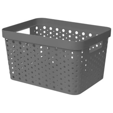 Imagem de Cesto Organizador Trama Rattan 17 Litros Multiuso Armario Guarda-Roupa (Marrom)