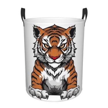 Imagem de Cesto de roupa suja com cabeça de tigre com patas levantadas, dobrável, impermeável, cesto de armazenamento de roupas com alças, pano Oxford, organizador de brinquedos, cesta para banheiro, lavanderia