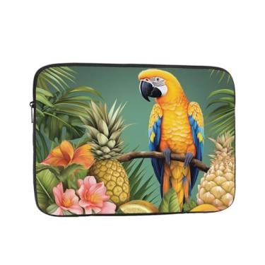 Imagem de Capa para laptop papagaio abacaxi pássaro de verão 17 polegadas bolsa de transporte para computador à prova de choque capa protetora para notebook bolsa portátil para laptop bolsa à prova d'água para
