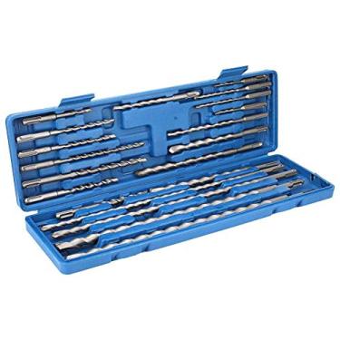 Imagem de Conjunto de brocas e cinzéis Rotary Hammer SDS Plus - 20 peças de brocas de concreto SDS Plus com caixa de plástico portátil - haste SDS Plus serve para martelo rotatório
