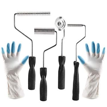 Imagem de Kit de ferramentas de rolo de pintura de fibra de vidro, 4 peças de ferramentas de pá de bolha de laminação de resina de fibra de vidro + 1 par de luvas, para banheira chuveiro, banheira e reparo de