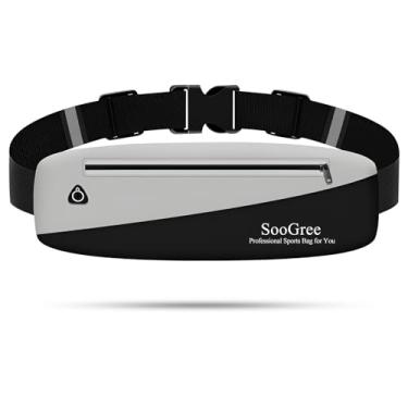 Imagem de SooGree Pochetes finas para mulheres e homens, pochete à prova d'água com tira refletiva ajustável, cinto de corrida para esportes, treino, ciclismo, caminhada, carteira casual com as mãos livres