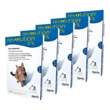 Imagem de 5 Revolution Gatos De 2,6 Á 7,5 Kg 6% Antipulgas 15 Pipetas, Azul