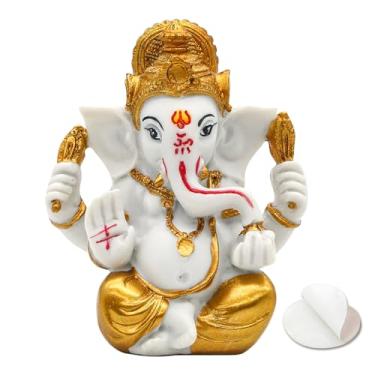 Imagem de Golden Ganesha para painel de carro - 8,9 cm H estátua dourada do Senhor Ganpati Deus Hindu Ganesh Idol para casa Mandir Escritório Altar Sala de Oração Templo Decoração Diwali Pooja Presentes