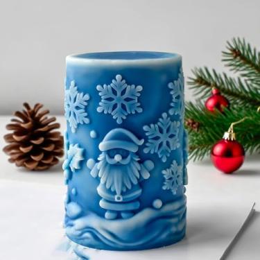 Imagem de Vela cilíndrica de Papai Noel de veado de Natal e molde de resina - moldes de silicone de fundição de resina para decoração de casa e fabricação de velas, molde espiral ondulado