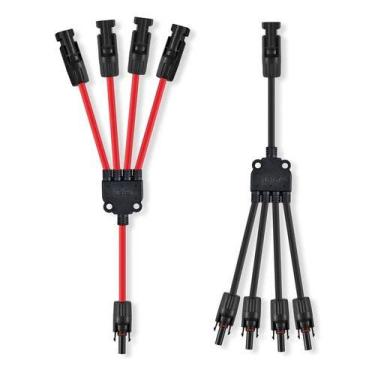 Imagem de Conector MC4 Snetec Y4 4x1 Vias 4mm 30A 1000V Painel Solar, Vermelho e