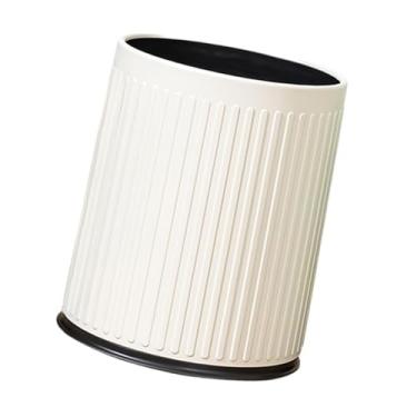 Imagem de ＫＬＫＣＭＳ Lixeira elegante para casa, lata de lixo sem tampa, grande capacidade, cesto de lixo de grande capacidade para sala de jantar, White S