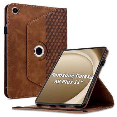 Imagem de Varohix Capa para Samsung Galaxy Tab A9 Plus 11 polegadas modelo 2023 (SM-X210/X216/X218), capa protetora de couro PU com rotação de 360 graus com hibernar/despertar automático, suporte para cartão e
