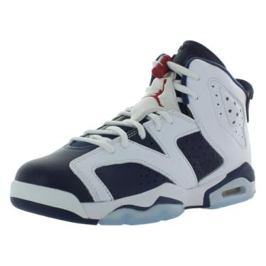 Imagem de Tênis infantil retrô Air Jordan 6 (384665-164, branco/azul-marinho/vermelho universitário), Branco/azul marinho meia-noite/vermelho universitário, 20