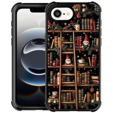 Imagem de TAMEFOX Capa para iPhone 16e, quatro cantos com amortecedor à prova de choque, antiderrapante, antiqueda, capa protetora - Natal Papai Noel Magic Bookcase
