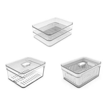 Imagem de Kit 2 Organizadores De Geladeira 2,2L E Porta Frios Duplo Ou