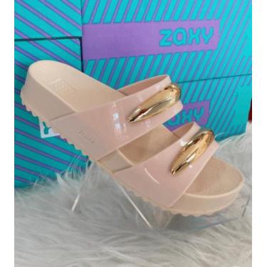 Imagem de Sandalia patete zaxy metal ad 19272, Branco off medio, 35