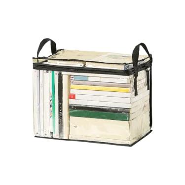 Imagem de CIBOAN Sacos de armazenamento de livros transparentes de plástico organizador de quadrinhos estojo de exibição de livros dobrável com tampa e alça de elevação adequado para livros e brinquedos