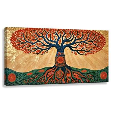 Imagem de Árvore da Vida Arte de Parede Impressão em Tela Símbolo Espiritual Decoração Imagens Pintura para Sala de Estar 80x40cmx1