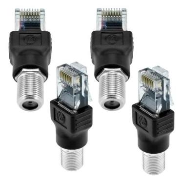 Imagem de Conversor coaxial Adaptador Ethernet Tipo F Feminino para RJ45 Macho -