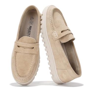 Imagem de Project Cloud Mocassins Femininos De Couro Legítimo - Sapatos De Trabalho Antiderrapantes Calçados Femininos Com Palmilha De Espuma De Memória - Sapatos Leves E Flexíveis Para Todas As Estações (Fil