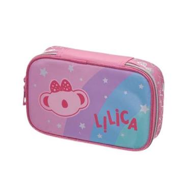Imagem de Estojo Box Lilica Ripilica Arco Íris Escolar 32 Elásticos, Rosa