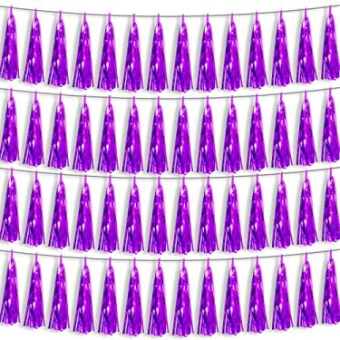 Imagem de 4P Faixa de Serpentinas Metálicas, Franja Roxa, Guirlanda de Borlas para Desfile, Bóias, Casamento, Aniversário, Dia das Bruxas, Natal, Decorações de Festa de Chá de Bebê