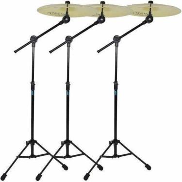 Imagem de Kit 3 Estantes Girafa Ask De Prato Bateria Com Feltro B12G