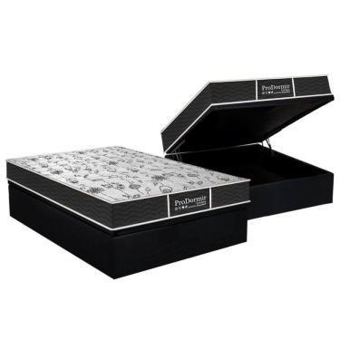 Imagem de Cama Box Baú Casal: Colchão Molas Bonnel Probel Prolastic Prodormir Sleep + Base Black(138X188)