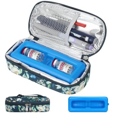 Imagem de Estojo de viagem para refrigerador de insulina aprovado pela TSA - Saco de resfriamento de frasco de medicamento para diabéticos com tijolo de gelo protetor, armazenamento de garrafa pequena