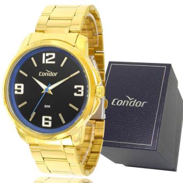 Imagem de Relógio Condor Masculino Dourado Prova Dágua 1 Ano Garantia