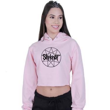 Imagem de Cropped Moletom Feminino Slipknot World Rock Banda - Lafre, Rosa claro