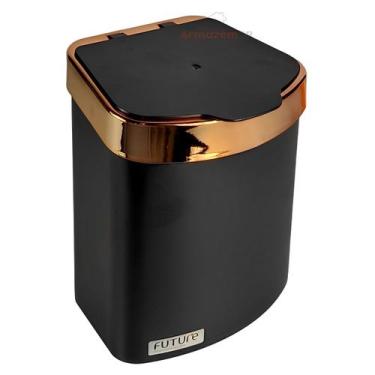 Imagem de Lixeira 2,5 Litros Cesto Lixo Plástico Para Bancada Pia Cozinha Preto 