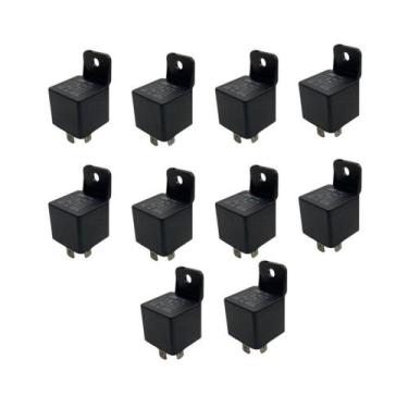 Imagem de Kit 10 Rele Auxiliar Universal Reversor 12V 40A 5 Terminais - DNI