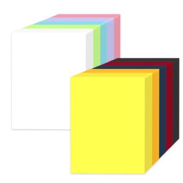 Imagem de 200 folhas de papel de construção, cores misturadas, vibrantes, papel-cartolina 21 x 28 cm, peso premium, 200 g/m², 10 cores sortidas, papel-cartolina, faça você mesmo, materiais escolares, cartões de