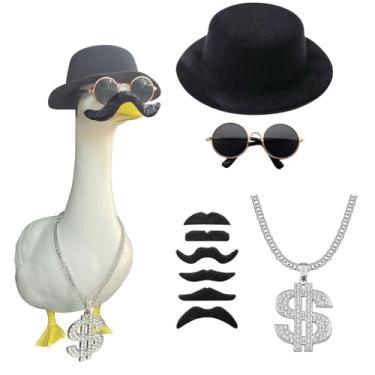 Imagem de Roupas de ganso, roupas de ganso de varanda, roupas de ganso de concreto, roupas de ganso de quintal, para decorações de pato de ganso de plástico de cimento de 43.2 cm/58.4 cm, chapéu de polícia