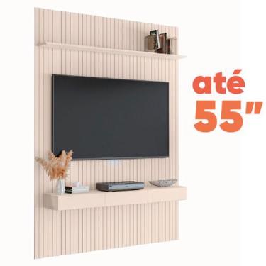 Imagem de Painel para TV até 55 Polegadas 1,39x2,40m Ripado com Nicho Arbo Off W