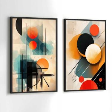 Imagem de Conjunto Quadros Decorativos com Moldura Abstrato Moderno Geometrico C