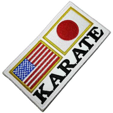 Imagem de Karate Bandeira EUA Japão Patch Bordado Termo Adesivo - BR44