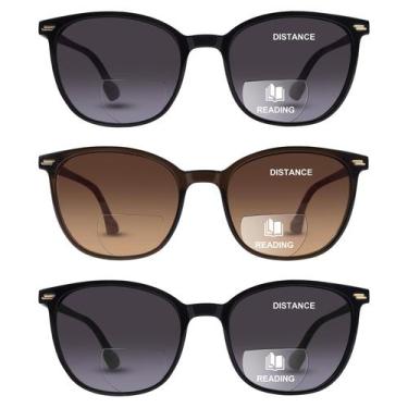 Imagem de Óculos de sol de leitura bifocal LADEESSE UV400 +2,50 para mulheres e 