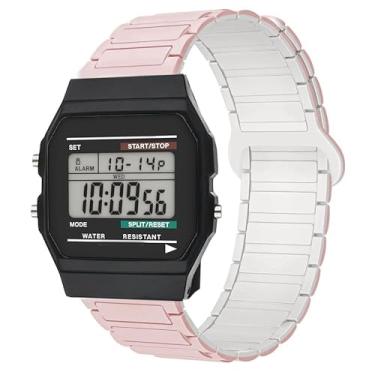 Imagem de Pulseira de relógio W-218H, Lamshaw de silicone de liberação rápida de 18 mm compatível com CASIO W-217H, W-218H, W-219H, F-91W, A158WA, A168WA, A700W-1, A700WM-9, A100WE-1, A100WEPC-1 (rosa, tamanho