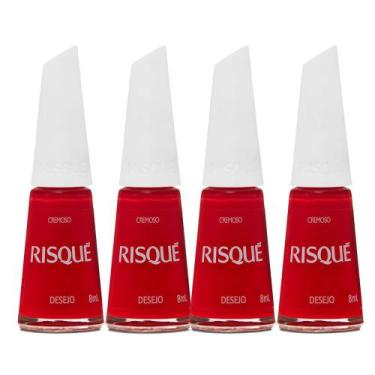 Imagem de Kit 4 Esmalte Risque Cor Desejo Hipoalergênico com 8ml - Risqué