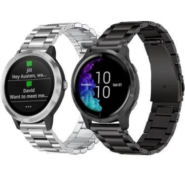 Imagem de Pulseiras de metal de 22 mm para Garmin Vivoactive 4/Venu 3/Venu 2 de 45 mm/Forerunner 265/965/255/955, pulseira de metal para Amazfit GTR 4, GTR 3, GTR 2,2e, Ticwatch Pro 3, Fossil Geração 5 para