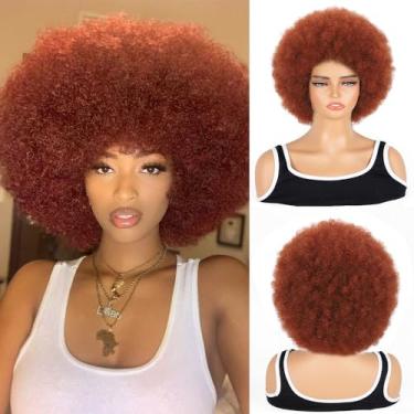 Imagem de FYIMUYI Peruca Afro para Mulheres Negras Peruca Afro Crespo Curto Grande Saltitante e Macia Aparência Natural Perucas Sintéticas para Uso Diário e Festa de Halloween (#350)