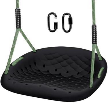 Imagem de WWFFEN Heavy Duty Tree Swing, 550LBS Capacity Outdoor Swing Seat for Adults & Kids, Height Adjustable with Ropes, for Backyard Garden Patio Playground, Black