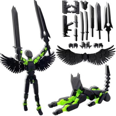 Imagem de masijssa T13 Action Figures Set (Assembly Completed) Dummy 13 Titan 13 Robot Action Figure 3D Printed Robo Multi-Jointed Movable Action Figure Toy with Full Articulation (Black Green Figure + Dog)